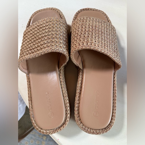 NEW! Women's ‘COFFEE’ Color Raffia Platform Sandals-9M - Picture 10 of 17